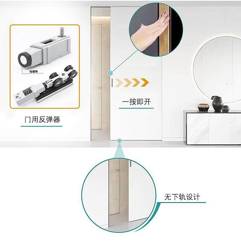 按弹式口袋门吊轮轨道厨房木门铝框移门静音阻尼缓冲隐形趟门五金,淘宝优惠券,粉丝福利购,淘宝优惠卷