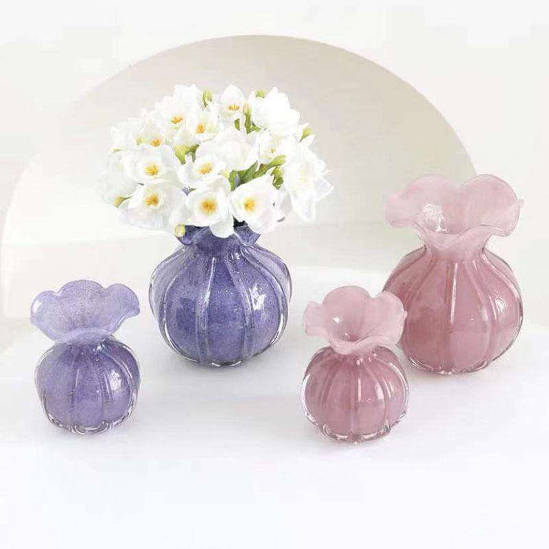 琉璃福袋花边琉璃花瓶摆件客厅插花玻璃透明水培养轻奢家用花器,淘宝优惠券,粉丝福利购,淘宝优惠卷
