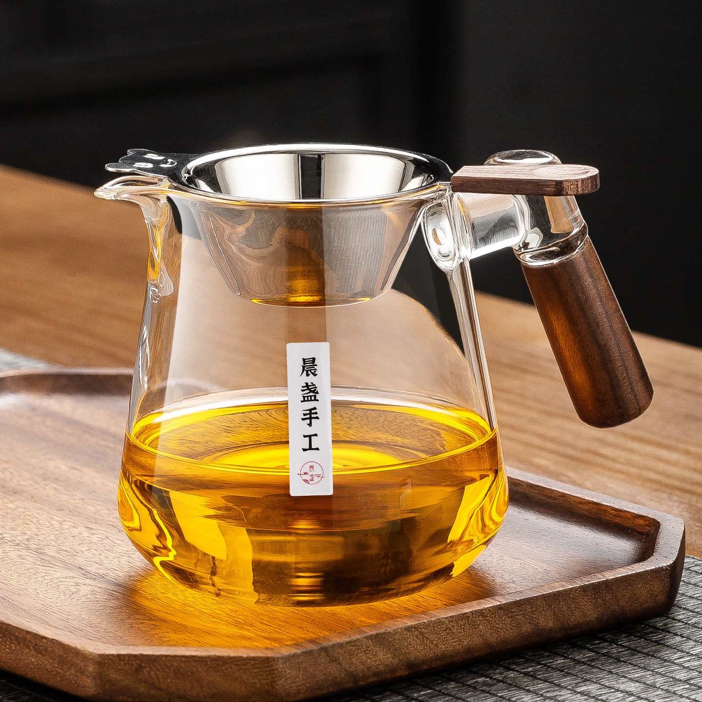 高硼硅玻璃公道杯2025新款高端木柄茶具公杯过滤网一体茶水分离器,淘宝优惠券,粉丝福利购,淘宝优惠卷