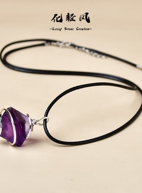 天然八面体水晶萤石吊坠