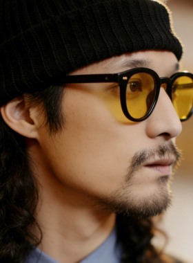 BRERONE权志龙同款复古风黄色墨镜男女防紫外线偏光太阳眼镜美式