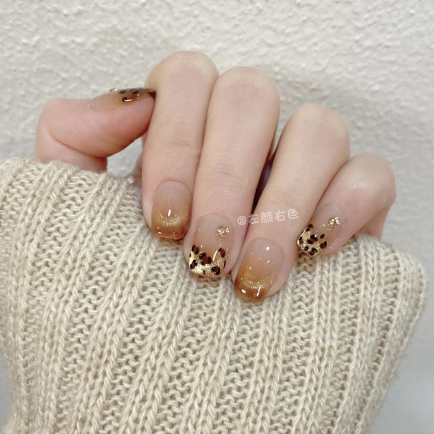手工穿戴甲2026新款美拉德手绘豹纹猫眼美甲新娘婚礼显白指甲贴片,淘宝优惠券,粉丝福利购,淘宝优惠卷