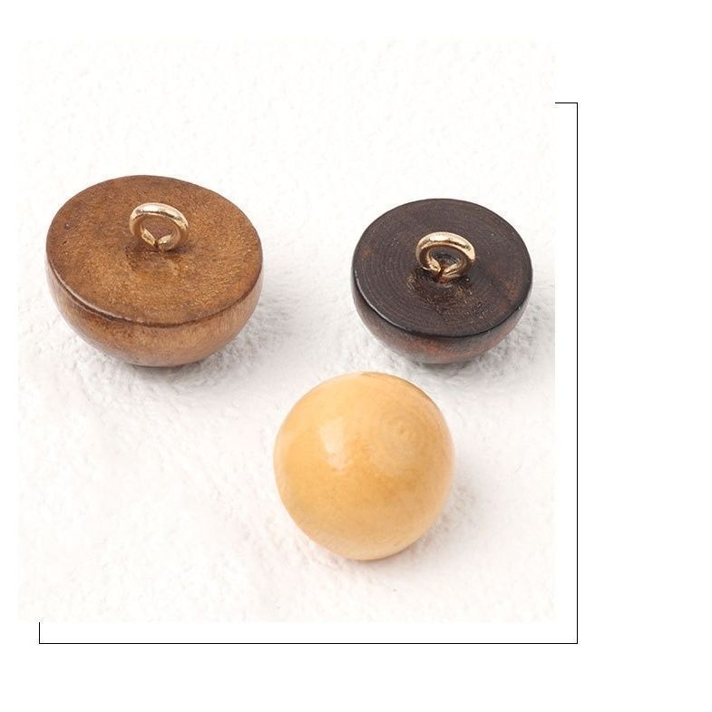 圆形高脚蘑菇扣木珠diy手工制作串珠手缝扣旗袍汉服唐装衬衫开衫 - 图2