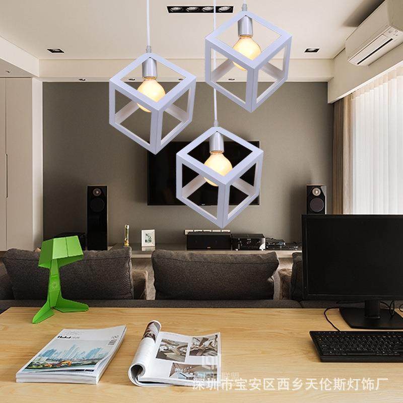 复古美式乡村方形餐吊灯四方创意吧台客厅灯具工业风loft铁艺吊灯,淘宝优惠券,粉丝福利购,淘宝优惠卷