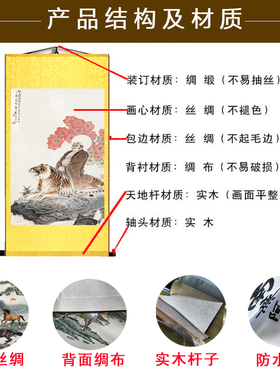 新品伏虎罗汉图十八罗汉弥勒尊者佛E堂背景画供奉客厅玄关卷轴挂