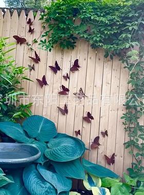 15pcs蝴蝶生锈的金属艺术花园围栏院子装饰，户外家居装饰