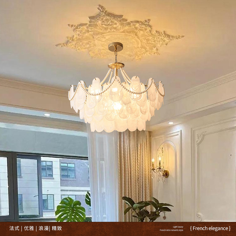 飞朵法式轻奢客厅吊灯创意奶油风餐厅吊灯水晶玻璃珍珠主卧室灯具,淘宝优惠券,粉丝福利购,淘宝优惠卷