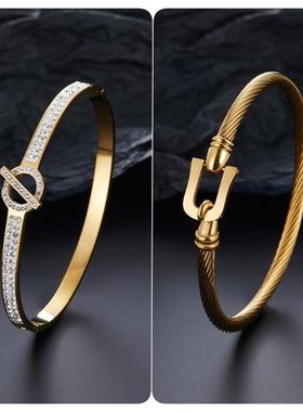 New Titanium Steel Charm Ball Open Cuff Bangle Women Bracele