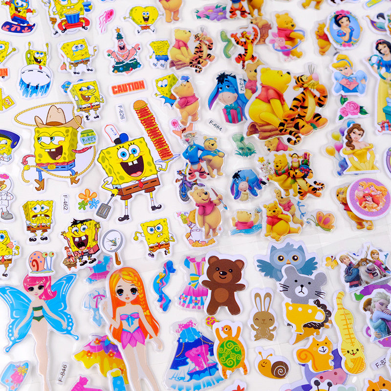 卡通泡泡贴纸儿童立体贴画公主换装男孩女孩手机贴卡通贴奖励贴纸,淘宝优惠券,粉丝福利购,淘宝优惠卷