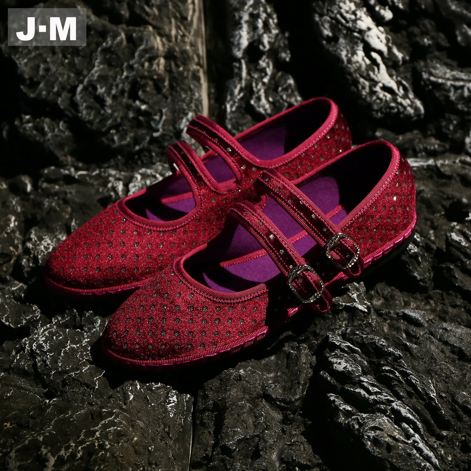 J·M亮片丝绒复古玛丽珍鞋女2026新款百搭双带一字扣平底舒适单鞋,淘宝优惠券,粉丝福利购,淘宝优惠卷