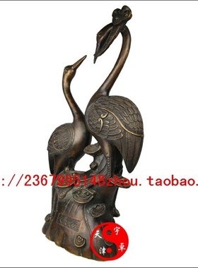 宇卓铜器天长地久摆件双鹤迎门 铜鹤家居装饰品 工艺品摆件