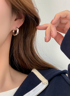 极速Vintage Cold Coloqr Thick Metal Exaggeration Hoops Earri