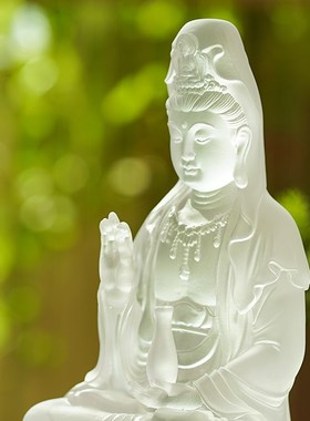 极速琉璃净瓶观音菩萨莲花座观世音佛像I善财童子家居寺庙摆件工