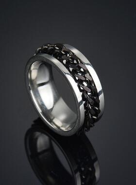 极速8mm Punk Tiktanium Steel Roman Numeral Twist Chain Rings