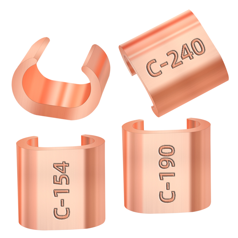 C型铜并线接线夹压线卡扣铜鼻子电缆快速接头连接器分支压线端子 - 图2