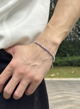 钛钢海洋渐变蓝不掉色网球手链