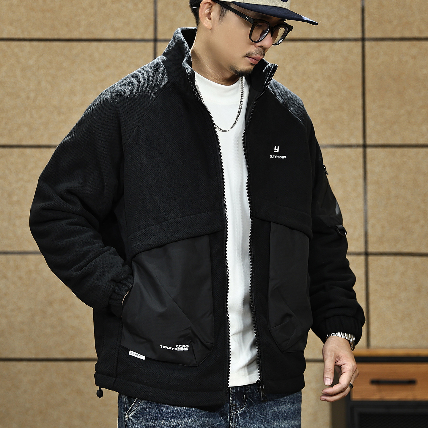 摇粒绒外套男冬季宽松潮牌大码工装棉衣男士潮流美式休闲棉服男款,淘宝优惠券,粉丝福利购,淘宝优惠卷