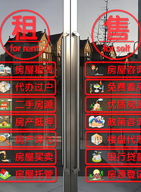玻璃门贴创意房源橱窗广告