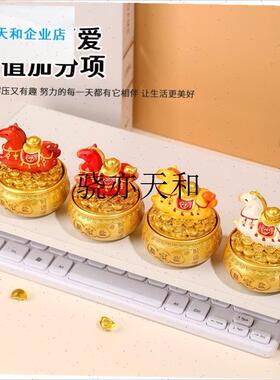 l意福运聚宝盆发财马摆件树脂y工艺品生肖马年家居桌面装饰小礼物