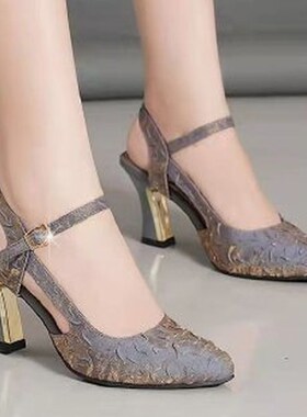 极速2022 Thick Heels and High Heels New SolidP Color Sandals