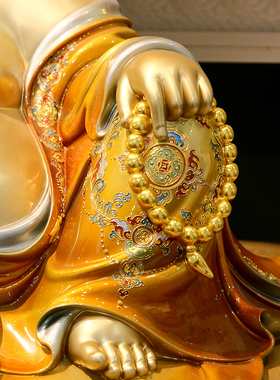 极速纯铜彩绘大肚笑佛弥勒佛像铜像家用J开业店铺办公室招财摆件