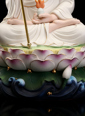 极速德化陶瓷地藏j王菩佛像家用供奉水浪地藏王菩萨佛像娑婆三圣