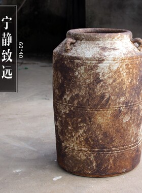 新品复古怀旧落地大号q陶罐坛子缸干支花器粗陶瓷花瓶餐厅酒店庭