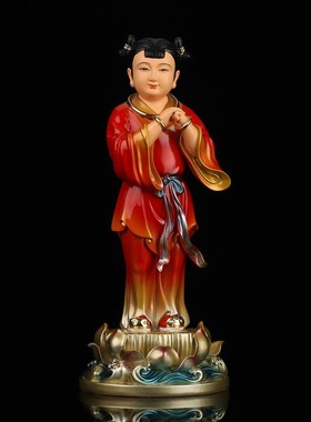 极速树脂金童玉女k童男童女童像善财童子龙女观音菩萨家用桌面精