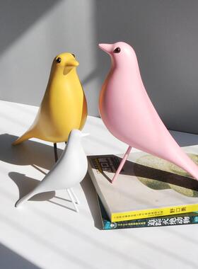 简约伊姆斯小鸟摆件工艺品摆设前台柜子开业树脂鸽子企鹅软装饰品