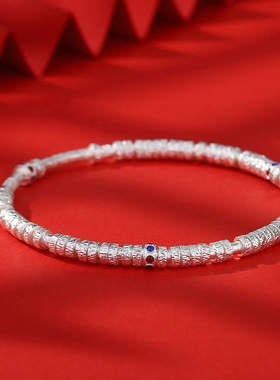 吉言古法盘缠纯银万贯手镯女足银9999实心新中式年轻款闭口银镯子