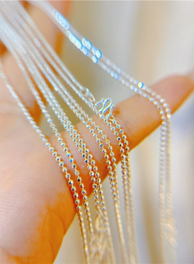 999足银四方来财项链女锁骨链素链裸链简约百搭小众设计感高级