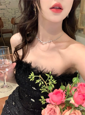 闪锆项链女2024新款爆流苏