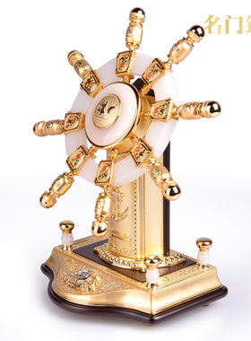 名门钰礼合金琉璃玉领航舵摆件