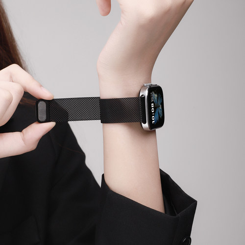 适用于荣耀手表x5i表带金属磁吸荣耀watchx5i米兰尼斯腕带honor智能运动手表磁吸式精钢表链透气防水替换配件 - 图0