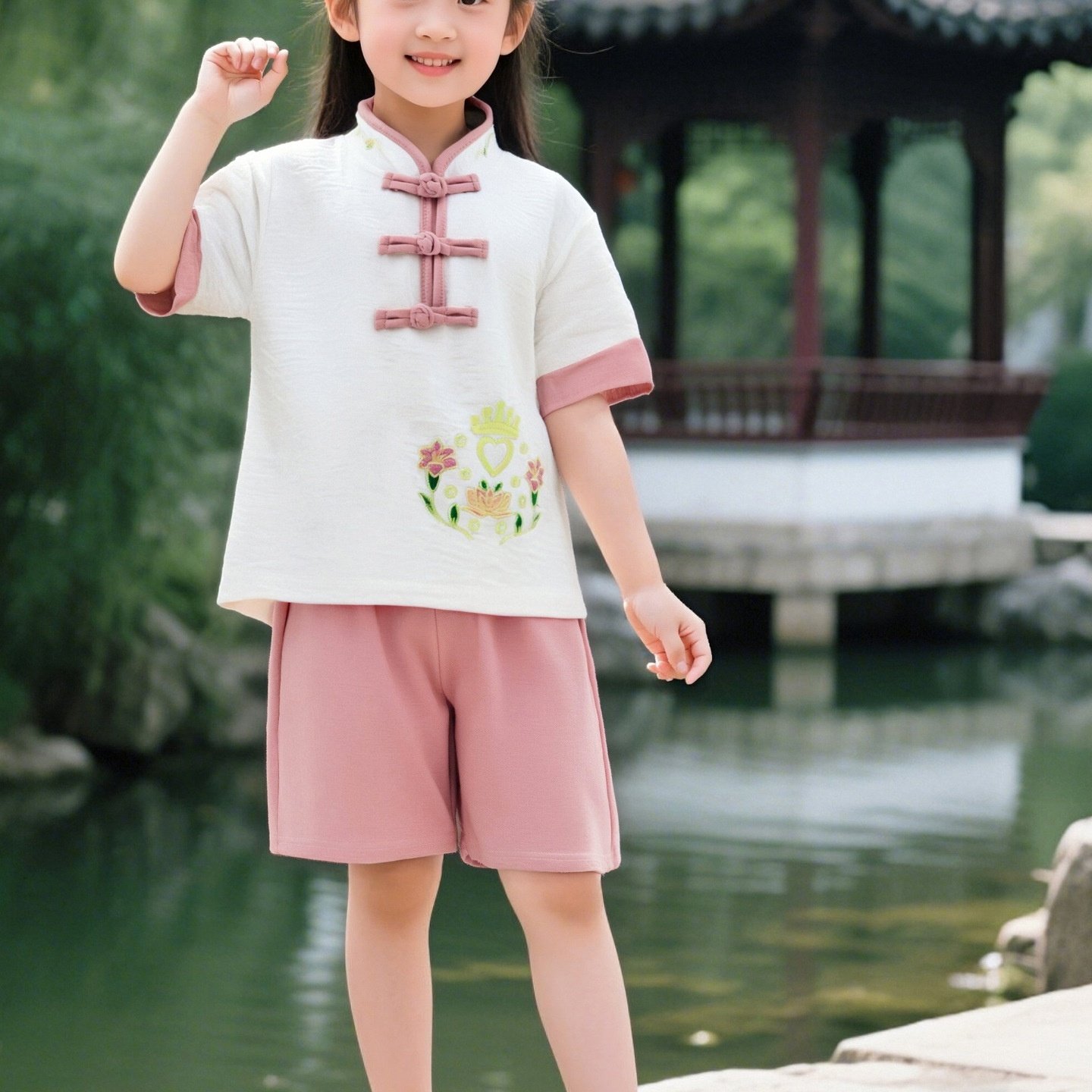 汉服儿童女夏装表演服幼儿园演出服男童短袖中国风古装服复古童装,淘宝优惠券,粉丝福利购,淘宝优惠卷