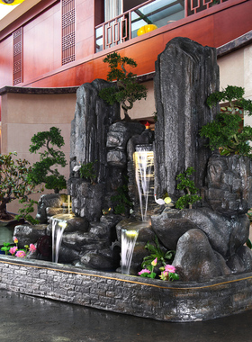 大型假山流水喷泉户外鱼池造景别墅庭院花园酒店公司阳台装饰摆件