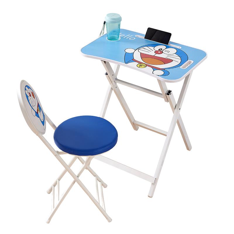 9C children's folding study table and chair, primary school student desk, home writing desk, desk and chair set, simple writing desk gold