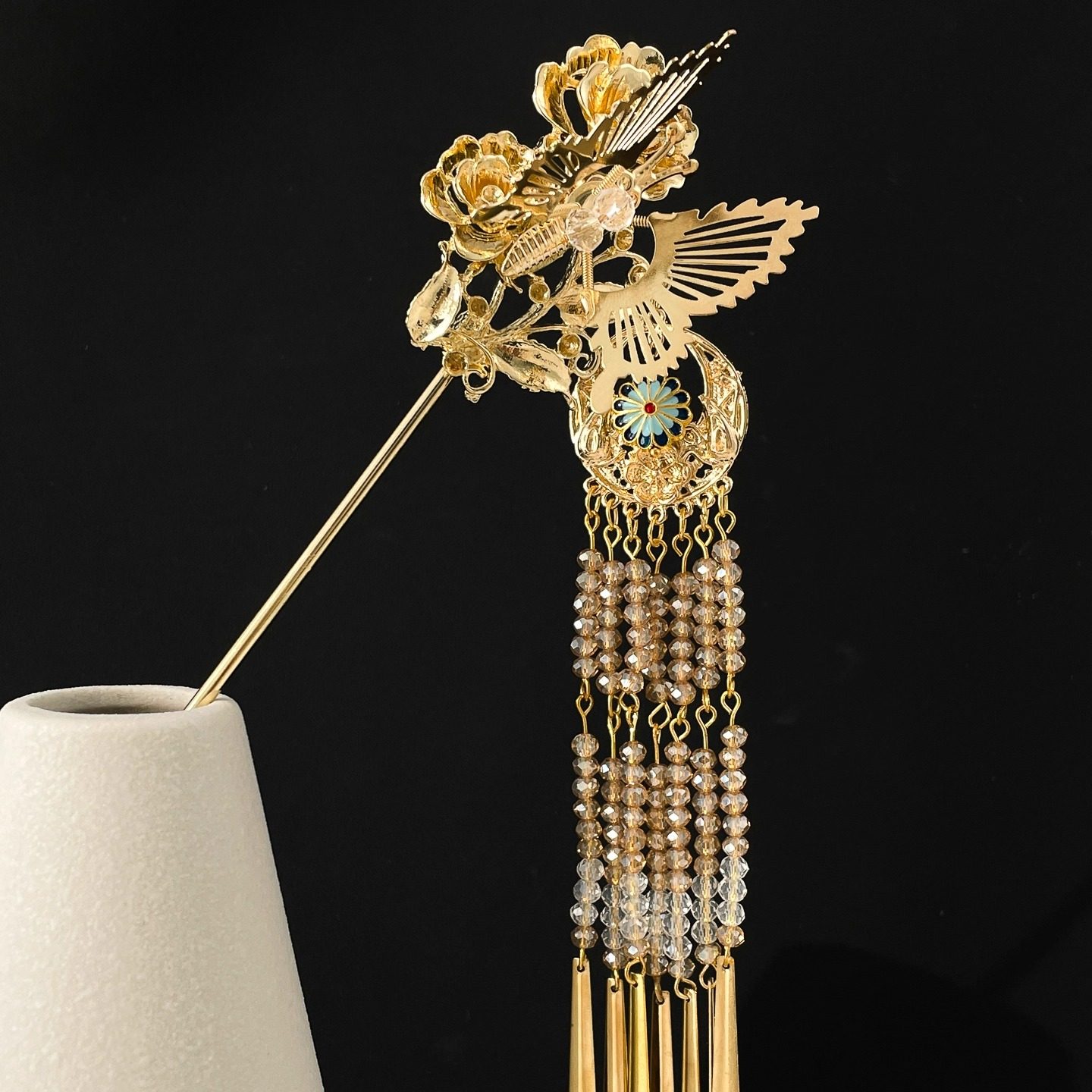 蝴蝶牡丹流苏发簪精致新中式国风步摇复古高级感古装发钗发饰配饰,淘宝优惠券,粉丝福利购,淘宝优惠卷