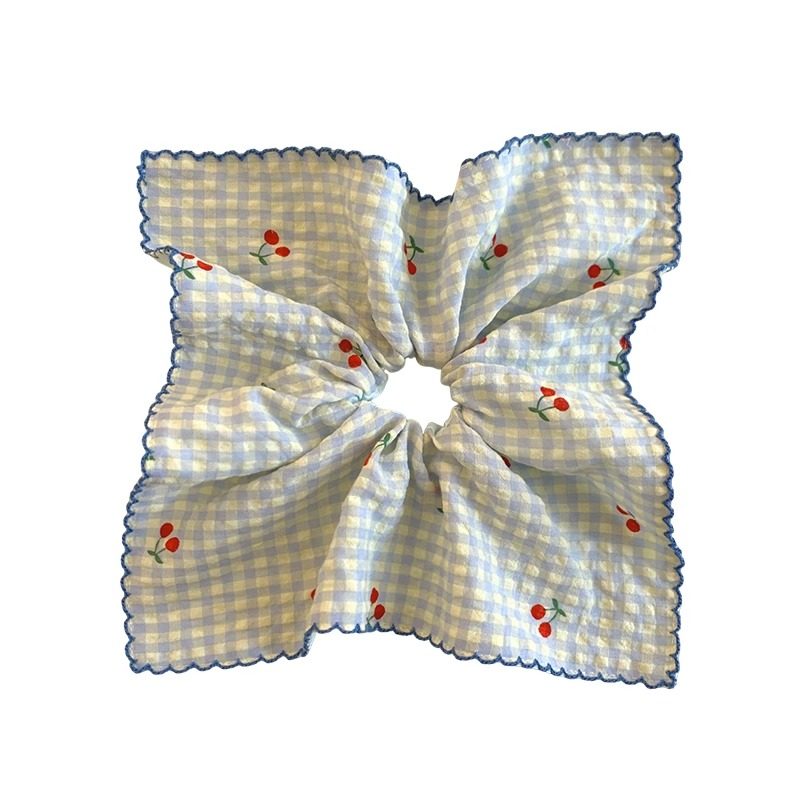 韩系甜美格子樱桃方巾大肠发圈女方形扎头发低马尾发绳头绳发饰品,淘宝优惠券,粉丝福利购,淘宝优惠卷