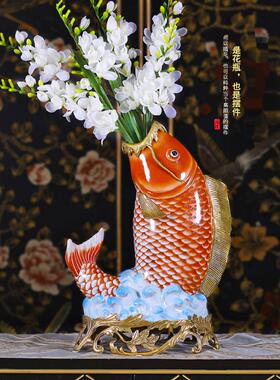 创意陶瓷大鲤鱼摆件客厅招财家居饰品锦鲤装饰摆设酒柜玄关工艺品