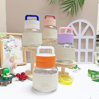 d沁楠枝玻璃杯韩版ins创意玻璃杯喝水杯子办公室学生吸管杯泡茶杯