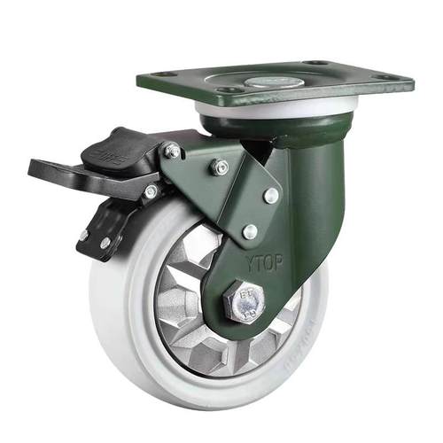 YTOP卓烨锰钢脚轮24超重型4寸5寸6寸8寸尼龙PA6轮刹车万向定向轮 - 图1