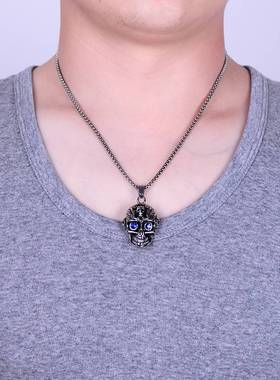极速-Halloween Skull Titanium MaBtching Chain Necklace Jewel