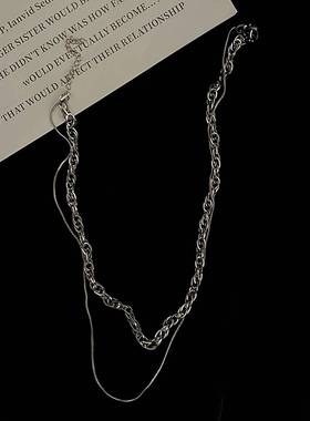 极速Multi-lfayer decorative titanium steel metal necklace wo