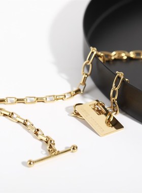 极速Niched design sense OL buckle necklace titanium steel ne