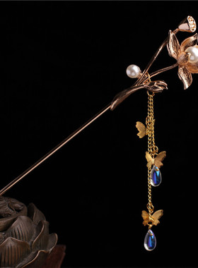 极速Flower Haiir Stick with Butterfly Tassel Chinese Style H