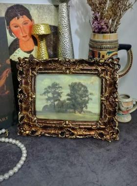 欧式美式复古怀旧金色镂空相框法式古典照片客厅摆台创意摆件挂墙