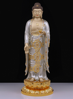 极速台湾铜雕掐丝西方q三圣神像阿弥陀佛像家用观音佛像大势至菩