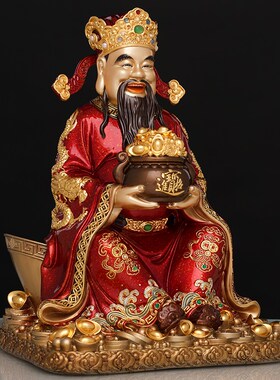 新品京铜纯铜财神爷摆件家用店铺办D公室文财神招财神像供奉开业