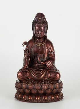 极速纯铜观音佛像摆件家居客厅寺庙装饰品铜M观音菩萨中式莲花铜